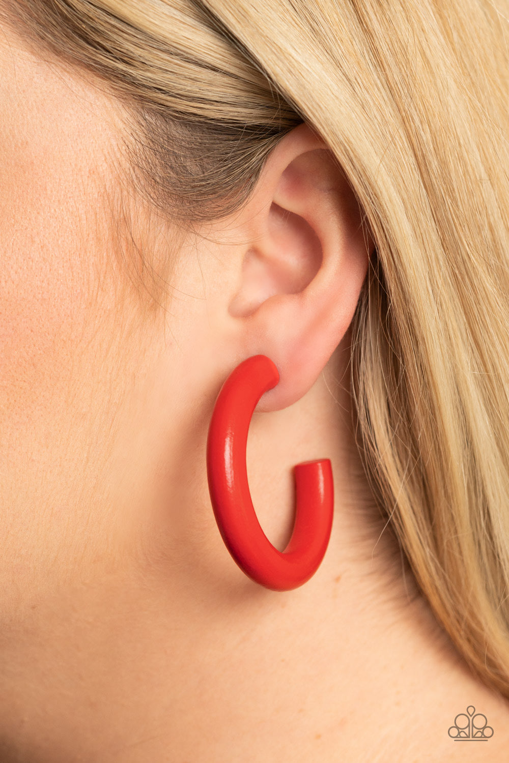 Woodsy wonder red hoop earring