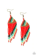 Load image into Gallery viewer, NWT -Paparazzi - Bodaciously Bohemian - Red Seed Bead Earrings
