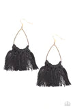Load image into Gallery viewer, Paparazzi Tassel Treat - Black Thread - Gold Teardrop Earrings
