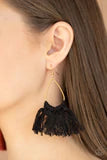 Paparazzi Tassel Treat - Black Thread - Gold Teardrop Earrings