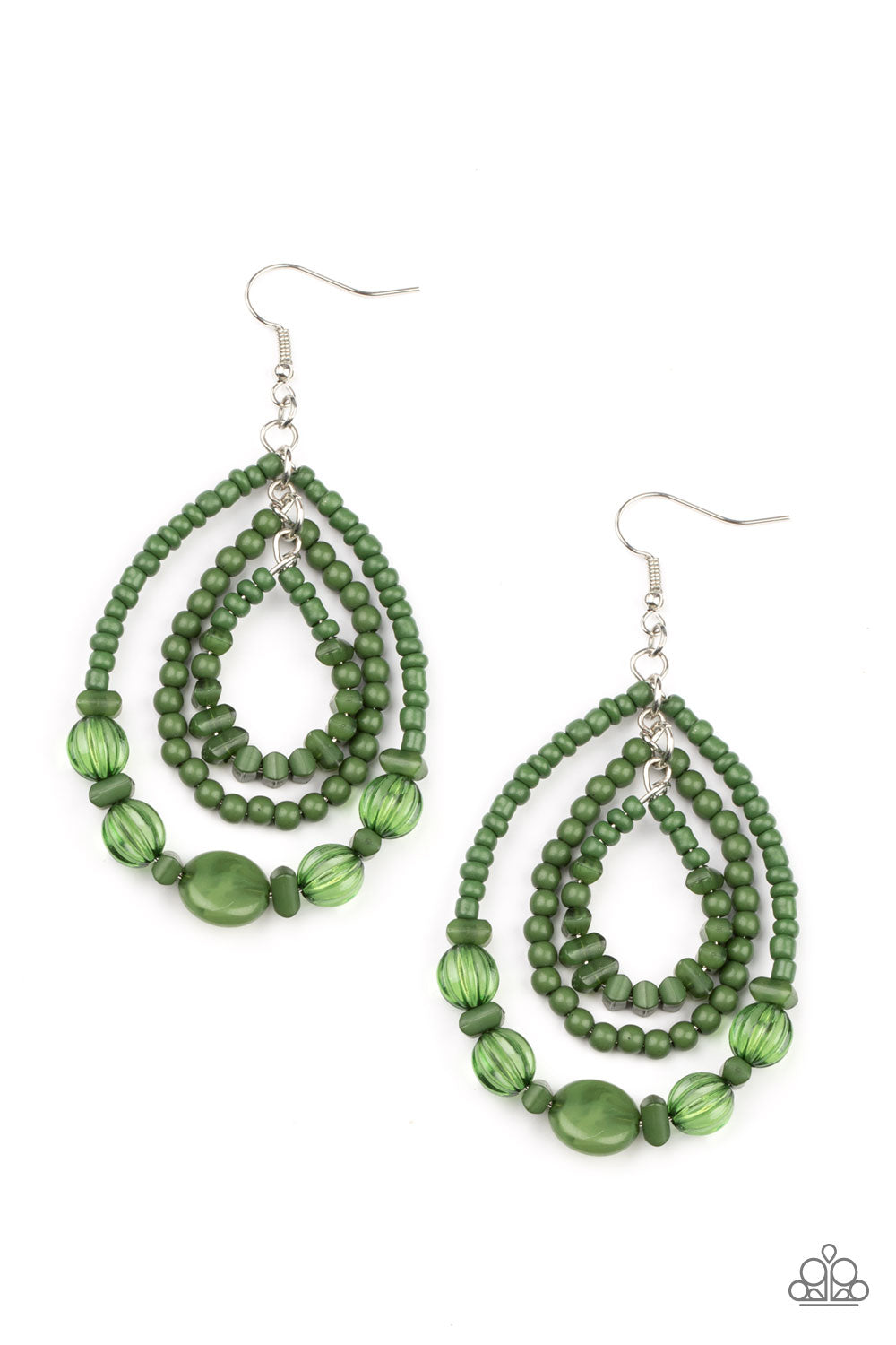 Paparazzi Accessories-Prana Party - Green-Earrings
