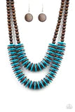 Load image into Gallery viewer, Paparazzi Dominican Disco - Blue - Wooden Necklace &amp; Earrings
