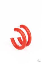 Load image into Gallery viewer, Woodsy wonder red hoop earring
