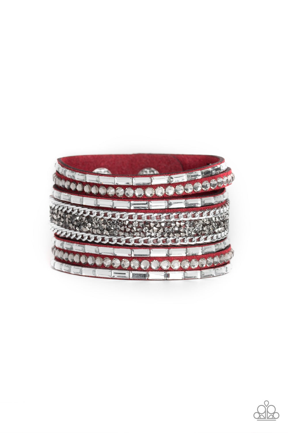 Rhinestone Rumble Red Bracelet