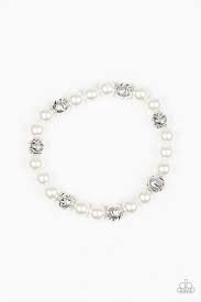 Paparazzi Poised For Perfection - White Pearly Beads - Stretchy Bracelet