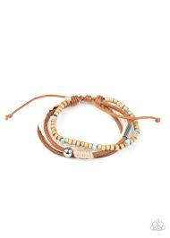 Paparazzi Sahara Pilgrim - Blue - Sliding Knot Bracelet