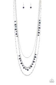 Paparazzi Accessories-PEARL PAGEANT NONE - BLUE NECKLACE
